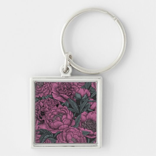 Paarse pony-bloemen sleutelhanger (Voorkant)