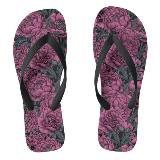 Paarse pony-bloemen teenslippers (Voetbed)