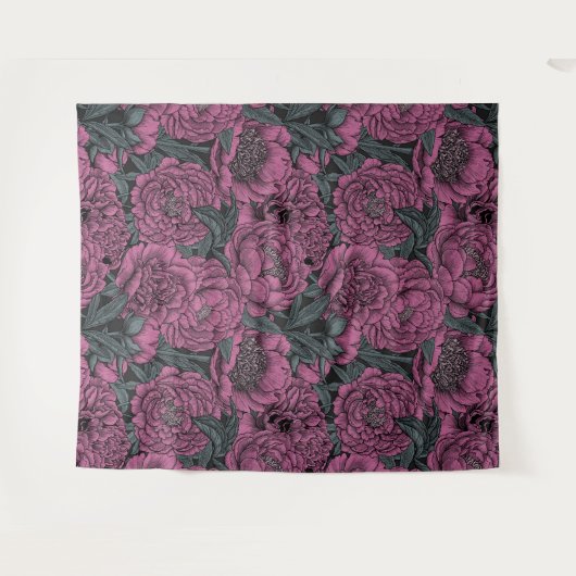 Paarse pony-bloemen wandkleed (Voorkant (horizontaal))