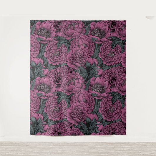 Paarse pony-bloemen wandkleed (Voorkant)