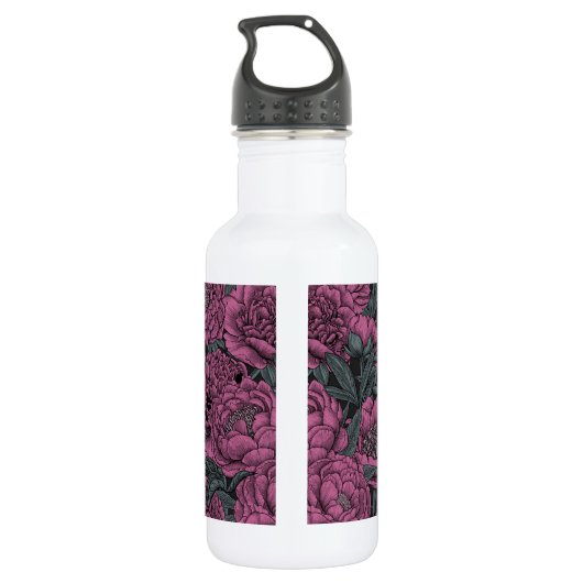 Paarse pony-bloemen waterfles  (Achterkant)