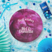 Paarse pony bruiloft floral papieren bordje (Feest)