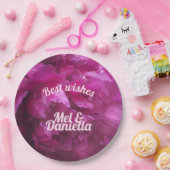 Paarse pony bruiloft floral papieren bordje (Feest)