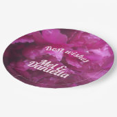 Paarse pony bruiloft floral papieren bordje (Gekanteld)