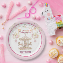 Paarse Pony Dreams-Baby shower Borden (groot) Papieren Bordje