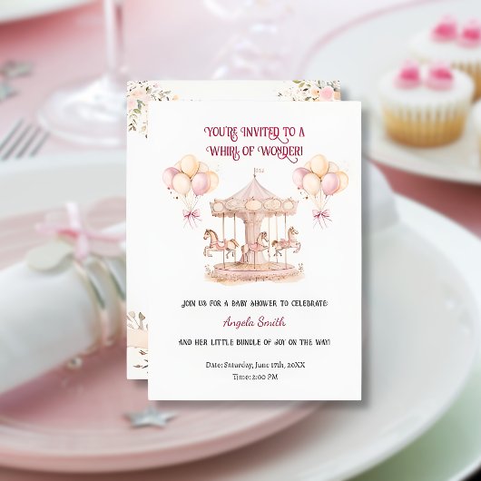 Paarse Pony Dreams - Minimalistische Baby-uitnodig Kaart