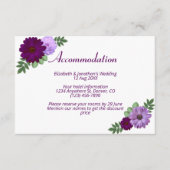 Paarse Pony Floral Wedding Accommodatie Informatiekaartje (Voorkant)