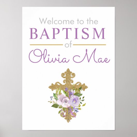 Paarse pony Girl Baptism Welkom Poster (Voorkant)