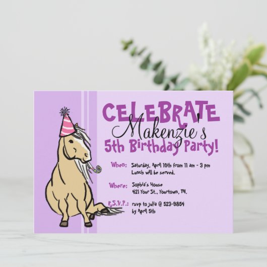 Paarse Pony Kaart (Staand voorkant)