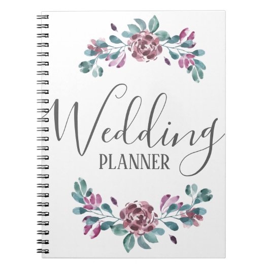 Paarse pony waterverf floral Wedding Planner Notitieboek (Voorkant)