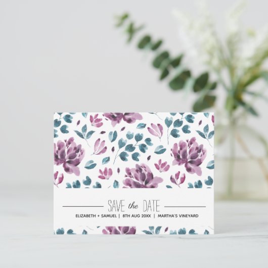 Paarse pony waterverf Sla het Briefkaart Datum op (Staand voorkant)