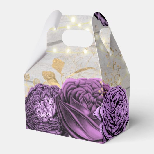 Paarse pony Wood String of Lights Wedding Bedankdoosjes (Achterkant)