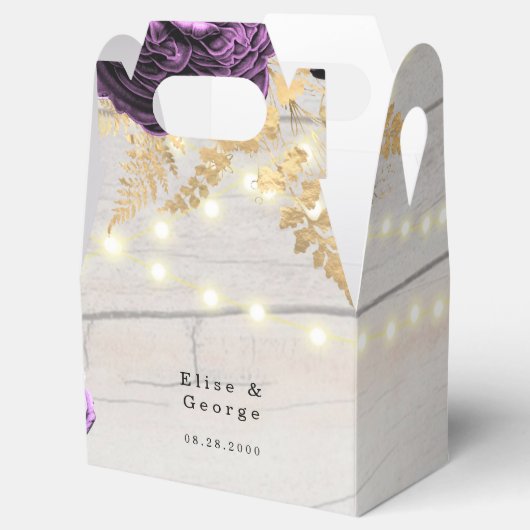 Paarse pony Wood String of Lights Wedding Bedankdoosjes (Geopend)