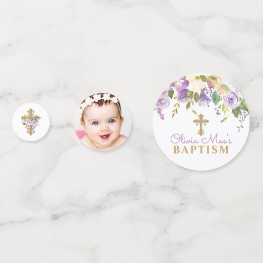 Paarse pony's Baptisme Personalized Table Confetti (Achterkanten)