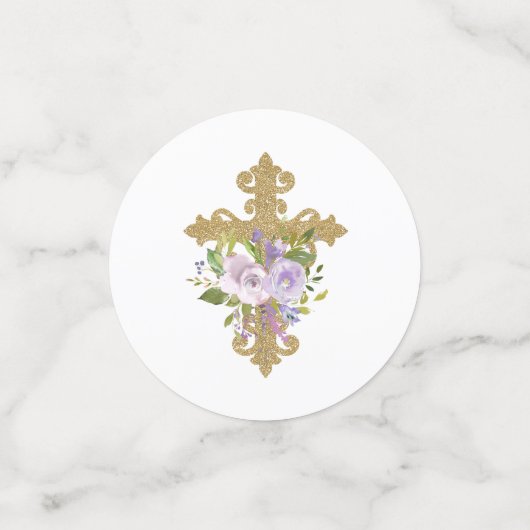 Paarse pony's Baptisme Personalized Table Confetti (Kleine voorkant)