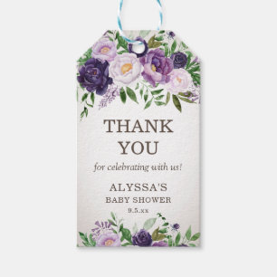 Paarse pony's Floral Baby Girl Shower Cadeaulabel