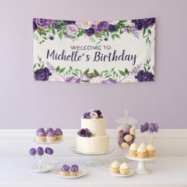 Paarse pony's Floral Women's Birthday Welkom Spandoek