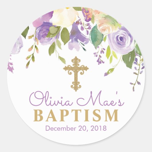 Paarse pony's Girl Baptism Favor Tag Stickers (Voorkant)