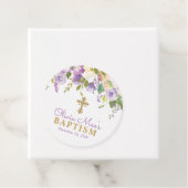 Paarse pony's Meisje Baptisme Paars en goud Bedankjes Labels (In situ)