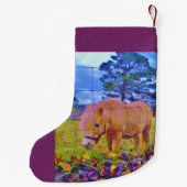 Paarse pony's met kerstmis kleine kerstsok (Achterkant)