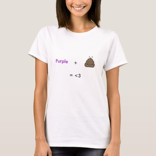 Paarse Poo = liefde T-shirt (Voorkant)