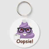 Paarse Poop Emoji Oops Sleutelhanger (Voorkant)