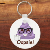 Paarse Poop Emoji Oops Sleutelhanger (Voorkant)