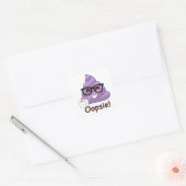 Paarse Poop Emoji Oops Vierkante Sticker (Envelop)
