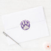 Paarse Poot Print Aangepaste Tekst Klassieke Ronde Sticker (Envelop)