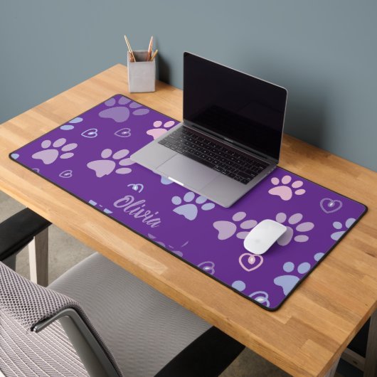 Paarse Poot Prints & Hearts Desk Mat (Kantoor 2)