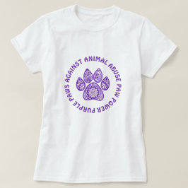 Paarse poot voor dierenmishandeling gepersonalisee t-shirt