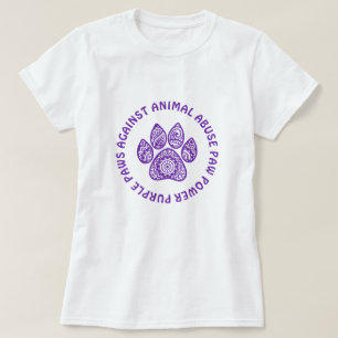 Paarse poot voor dierenmishandeling gepersonalisee t-shirt