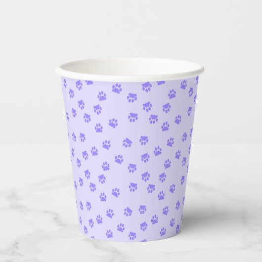 Paarse pootafdrukken papieren bekers (Voorkant)