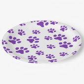 Paarse pootafdrukken papieren bordje (Gekanteld)