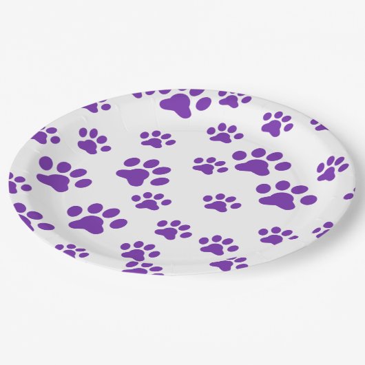 Paarse pootafdrukken papieren bordje (Gekanteld)
