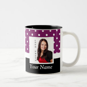 Paarse pootfotosjabloon tweekleurige koffiemok