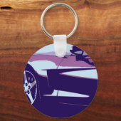 Paarse Pop Art Corvette Sleutelhanger (Voorkant)