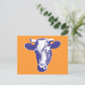 Paarse Pop Art Cow Graphic Briefkaart (Staand voorkant)