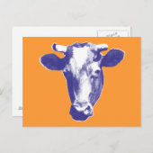 Paarse Pop Art Cow Graphic Briefkaart (Voorkant / Achterkant)