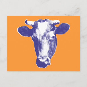 Paarse Pop Art Cow Graphic Briefkaart