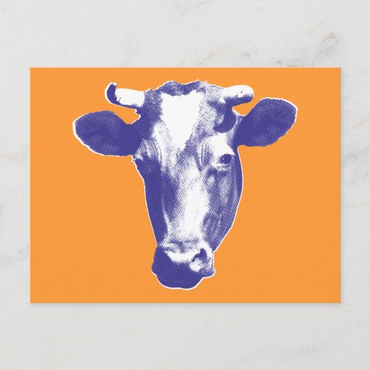Paarse Pop Art Cow Graphic Briefkaart (Voorkant)