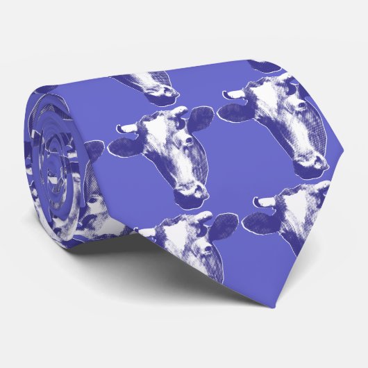 Paarse Pop Art Cow Graphic Stropdas (Opgerold)