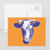 Paarse Pop Art Koe Grafisch Briefkaart (Voorkant / Achterkant)