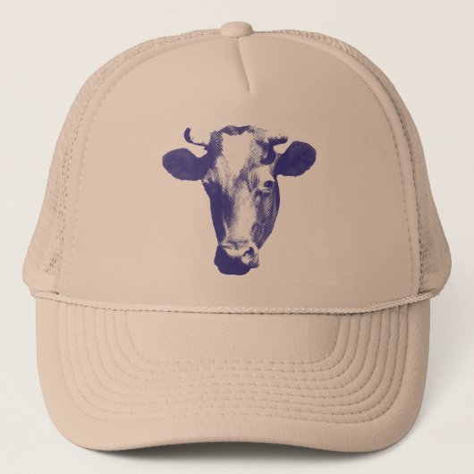 Paarse Pop Art Koe Grafisch Trucker Pet (Voorkant)