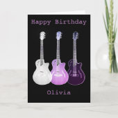 Paarse Pop Art Music Guitar Add Name Olivia Kaart (Voorkant)