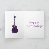 Paarse Pop Art Music Guitar Add Name Olivia Kaart (Binnen)