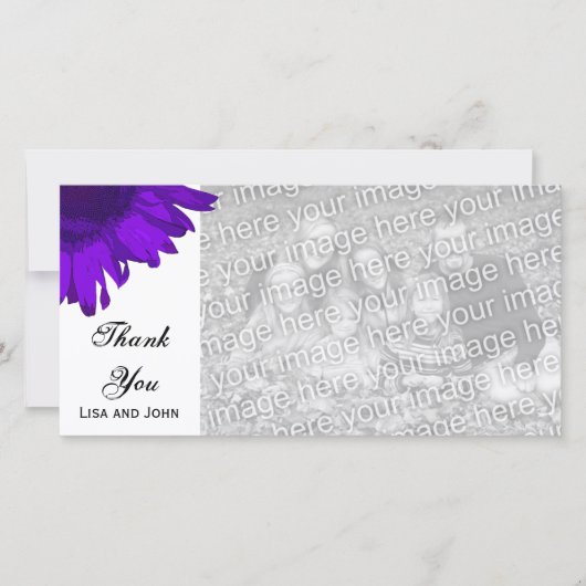 Paarse Pop Art Sunflower Hartelijk dank Bedankkaart (Voorkant)