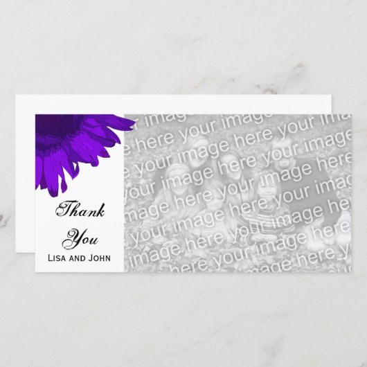 Paarse Pop Art Sunflower Hartelijk dank Bedankkaart (Voorkant / Achterkant)