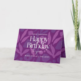 Paarse Pop Bloemen Happy Birthday voor jou Kaart