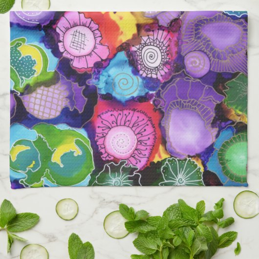 Paarse Pop Kitchen Towel Theedoek (Gevouwen)